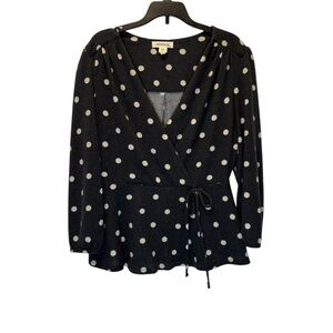 Polka Dot Peplum Wrap Top